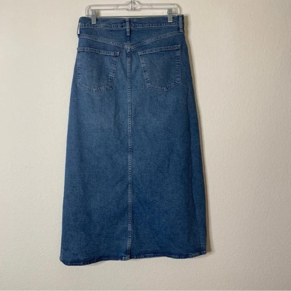 Gap Womens blue denim front slit maxi skirt 8/29